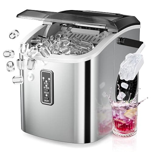 EUHOMY Ice Maker Countertop, 9 Cubes Ready in 6 Mins, 26lbs/24H, Self-Cleaning, Portable Ice Maker Machine with Carry Handle, Basket and Scoop, 2 Sizes of Bullet Ice for Home, Kitchen, Office - Image 1