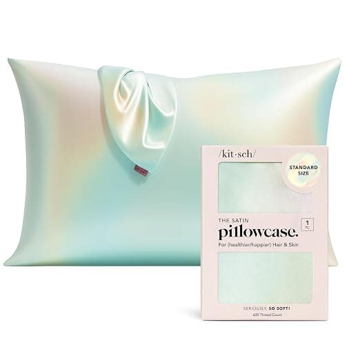 Kitsch Satin Pillowcase with Zipper - Standard Size, Aura | Softer Than Silk Pillow Cases, Smooth Cooling Satin Pillow Case for Hair and Skin, Wrinkle-Free, Machine Washable - Image 1