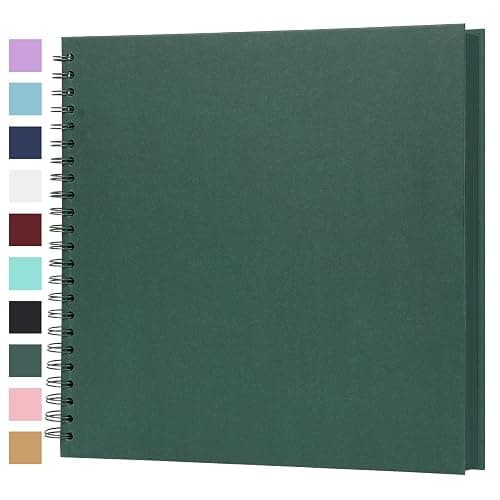 Scrapbook Album 12x12 Inches 100 Pages Hardcover Kraft Paper Photo Album Scrap Book Memory Book Blank DIY Scrapbook Albums for Boyfriend Wedding Baby Travel Anniversary Family, Green - Image 1