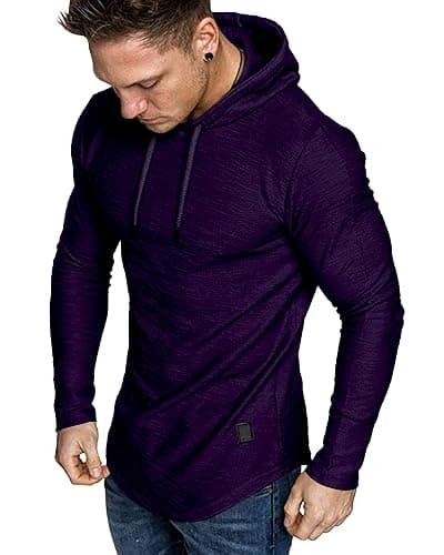 Lexiart Mens Fashion Athletic Hoodies Sport Sweatshirt Solid Color Fleece Pullover - Image 1