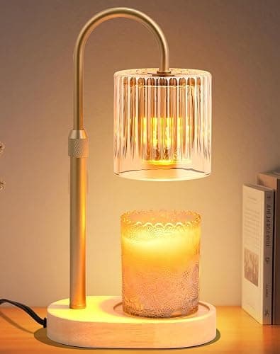 Candle Warmer Lamp with Timer: Modern Style Adjustable Height Candle Warmer Lamp Home Decor Safe Flame Free for Wax Blocks and Jar Candles - Image 1
