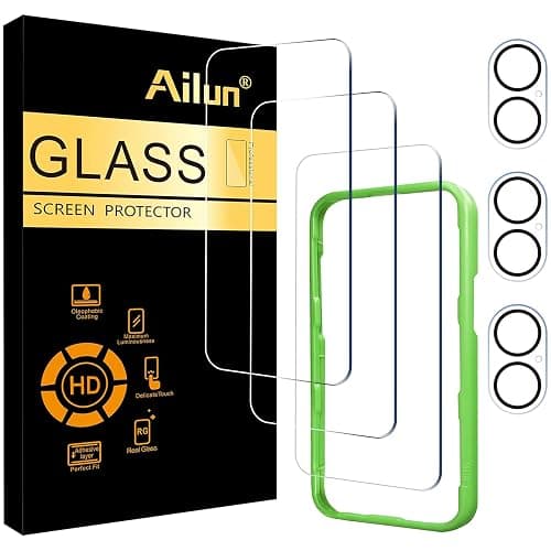 Ailun Screen Protector + Camera Lens Protector for iPhone 17, 3+3Pack | 6.3 inch, Installation Frame, Sensor Protection, Dynamic Island Compatible, Tempered Glass, Case Friendly - Image 1