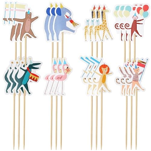 AmazingSpark 24 Pcs Animal Parade Cupcake Toppers Safari Cupcake Picks Woodland Jungle Cake Decorations for Jungle Theme Baby Shower Zoo Wild Animal Birthday Party Supplies - Image 1