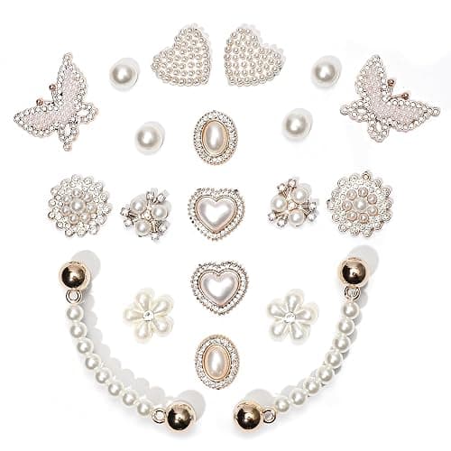 20pcs Bling Gems Plastic Butterfly Flower Sparkling Rhinestones Pearl DIY Shoe Decoration Charms for Women's Party Favor - Image 1