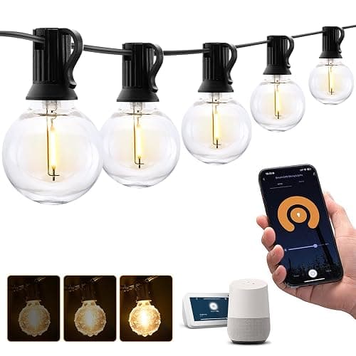 XMCOSY+ Patio Lights, Smart 50Ft Outdoor String Lights with 25 Dimmable G40 Globe Bulbs, APP Control, Work with Alexa, Connectable Waterproof LED Outdoor Light - Image 1