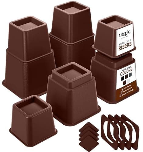Utopia Bedding Bed Riser, 3 & 5 Inches Adjustable Furniture Risers for 8 Inch Combined Furniture Lift, Under Bed Storage & Dorm Room Essential, Supports Up to 1,300 lbs (4 Set, Reddish Brown) - Image 1