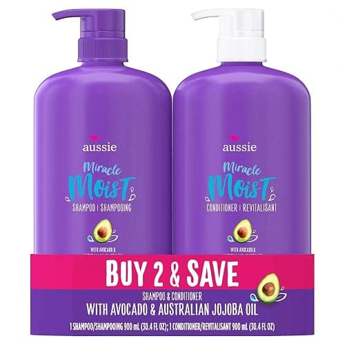 Aussie Miracle Moist Paraben Free Shampoo and Conditioner (30.4 fl. oz. each) - Image 1