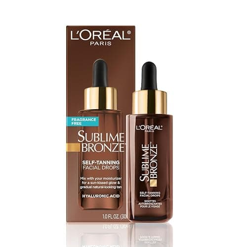 L'Oreal Paris Sublime Bronze Self Tanning Facial Drops with Hyaluronic Acid, Gradual Tan, Fragrance-Free, 1 fl. Oz - Image 1