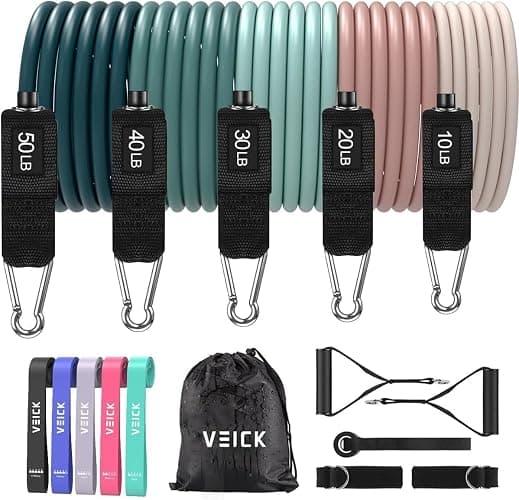VEICK Resistance Bands, Exercise Bands, Workout Bands, Resistance Bands for Working Out with Handles for Men and Women, Exercising Bands for Fitness Weights Work Out at Home - Image 1