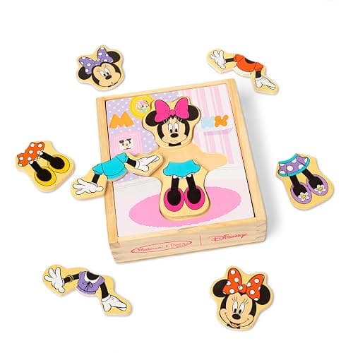 Melissa & Doug Disney Minnie Mouse Dress-Up Puzzle, 18 Pieces Mix and Match Outfits, Sorting & Matching Toy with Storage Case, Educational Puzzle for Toddlers Ages 3+ - Image 1