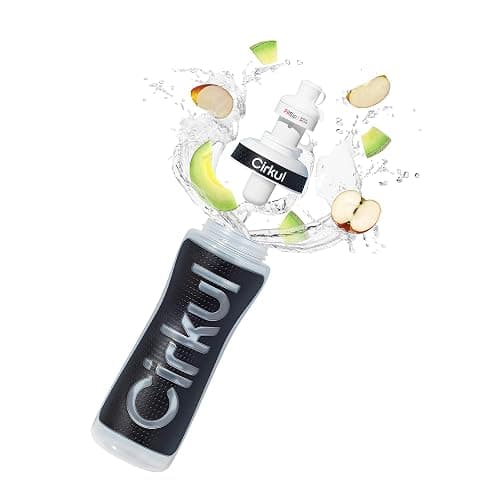 Cirkul 22oz. Black Plastic Grip Squeeze Water Bottle & Sport Lid, BPA-Free, Non-Slip Design for Gym, Biking & Sports with Flavor Cartridge Included (FitSip Mixed Berry) - Image 1
