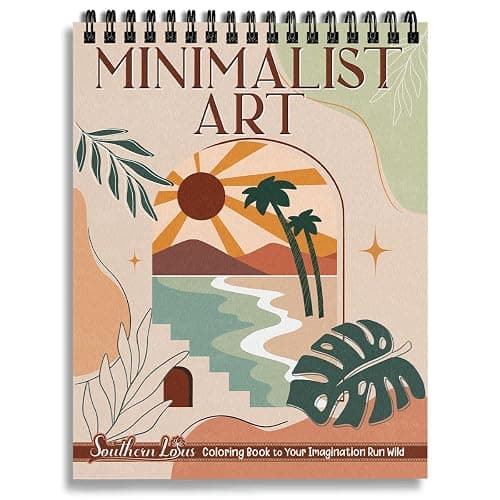 Minimalist Art Coloring Book Spiral Bound with Basic Abstract Design Aesthetic Shapes Simplicity Styles Hardcover Adult Color Pages for Women Seniors Girls to Relax Relieve Stress - Image 1