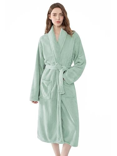Soft Robe For Women,Warm Plush Bath Robes Female,Spa Towel After Shower Lightweight Long Bathrobe - Image 1