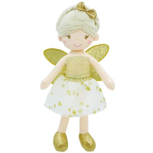 June Garden 12" Enchanted Garden Fairy Doll Joyce - Plush Stuffed Soft Doll Girl Gift - Gold Outfit and Wings - Image 1