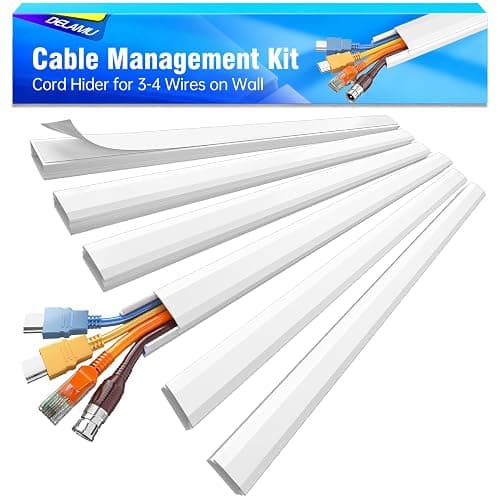 Delamu Cord Hider, Cord Covers for 3-4 Wires on Wall, Large Cable Hider Cable Management, Easy Set up Wire Hiders Wire Covers for Cords on Wall, TV Cables Cover Raceway, 6X W1.18 H0.67in, White - Image 1