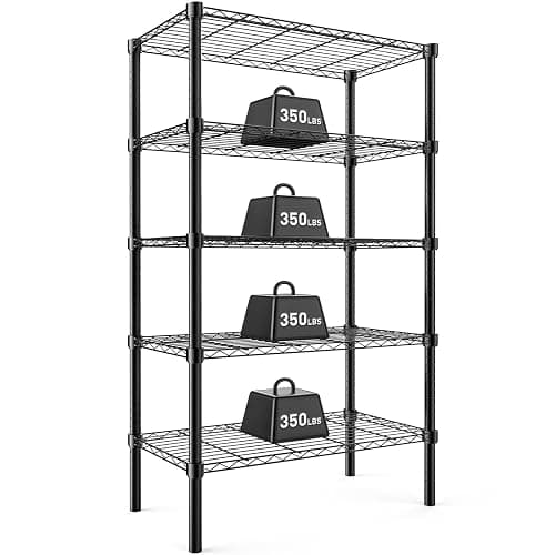 DUMOS 5 Tier Metal Wire Rack Shelf Heavy Duty Standing Shelves Adjustable Steel Closet Shelving Unit Organizers and Storage for Kitchen Bathroom Pantry Office, 13.78" D x 35.43" W x 69.29" H - Image 1