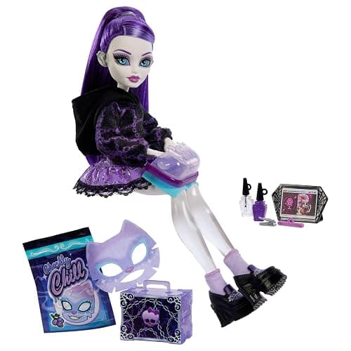 Monster High Self-Scare Secrets Spectra Vondergeist Doll and Accessories Set with 13 Realistic Surprises like Manicure Kit and Record Player, JHK46 - Image 1