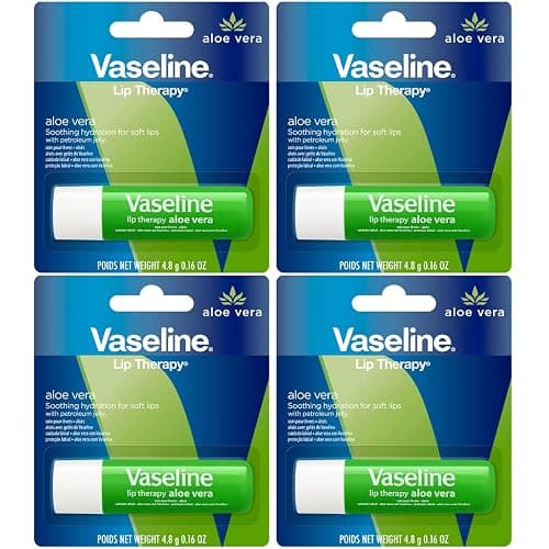 Vaseline Lip Therapy Care Aloe Fresh, Fast-Acting Nourishment, Ideal for Chapped, Dry, Cracked, or Damaged Lips, Lip Balm, 4-Pack, 0.16 Oz Each - Image 1