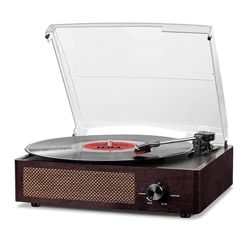 Vinyl Record Player Turntable with Built-in Bluetooth Receiver & 2 Stereo Speakers, 3 Speed 3 Size Portable Retro Record Player for Entertainment and Home Decoration - Image 1