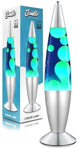 JAMBO 16" Beautiful Lamp- Blue with Yellow/Green Wax, Relaxing Liquid Light, Night Light Nightlight, Home Decor Living Room Office Bedroom Lamp for Adults Teens Kids, Magma Motion - Image 1