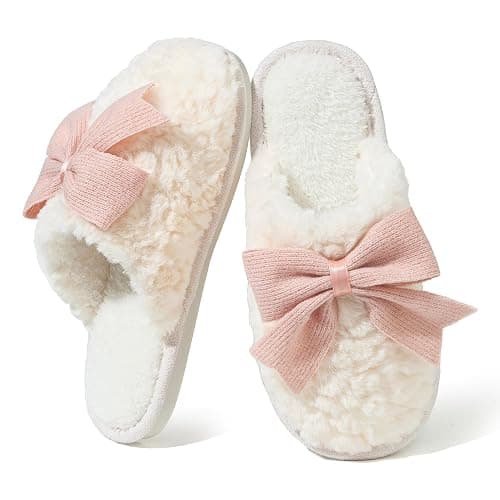 Aquavel Thora Women's Fuzzy Bow Slippers,Warm Cozy Memory Foam House Shoes | Dreamy Purple Tone, Soft Plush Lining, Non-Slip Sole, Cute Coquette Style, Ideal Gift for Women - Image 1