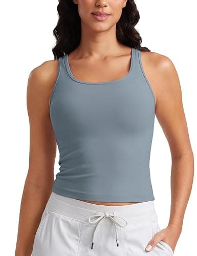CRZ YOGA Butterluxe Double Lined Tank Tops for Women - Workout Casual Scoop Neck Racerback Crop Sleeveless Shirt - Image 1