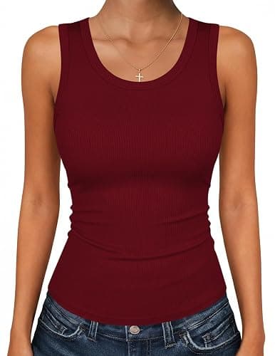 Zeagoo Womens Tank Tops 2026 Scoop Neck Ribbed Sleeveless Top Casual Basic Slim Fitted Knit Cami Tee Shirts - Image 1