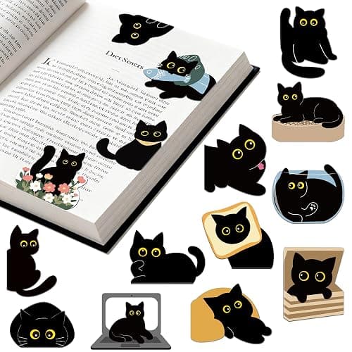 30Pack Cute Black Cat Bookmark Magnetic Bookmarks for Reading Women Men Kids Teacher Book Lovers Gifts, Unique Personalized Bookmarks Bulk Magnet Bookmark Clips Pretty Funny Novelty Page Book Markers - Image 1