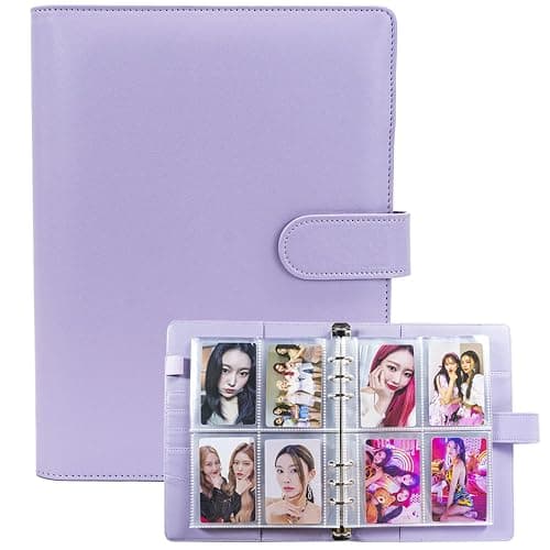 A5 Kpop Photocard Binder with 30 Pack 4-Pocket Card Pages, 6 Ring A5 Binder Card Collector Album with 240 Card Slots,PU Leather Binder Cover with Magnetic Buckle Closure for Organizing Trading Card - Image 1