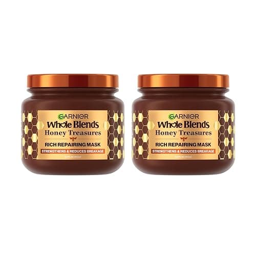 Garnier Whole Blends Honey Treasures Repairing Mask, for Dry, Damaged Hair, 11.5 Fl Oz, 2 Count (Packaging May Vary) - Image 1