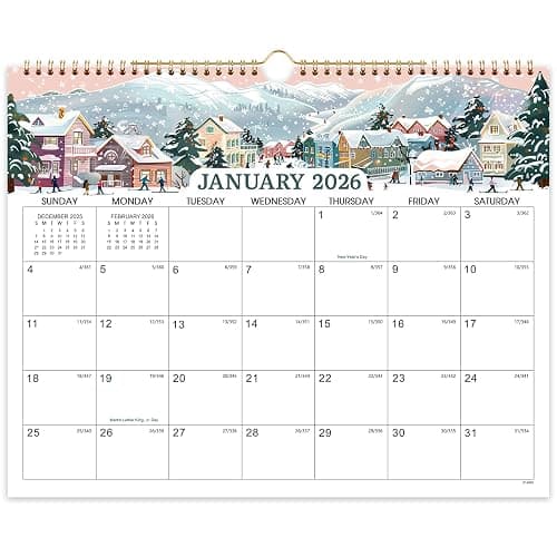 2026 Calendar - 2026 Wall Calendar, Jan. 2026 - Dec. 2026 Wall Calendar, 14.8'' x 11.6'', with Julian Dates, Hanging Hole, Thick Paper, Landscape Calendar - Image 1