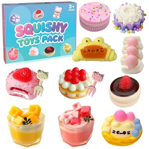 Taba a Squishy 10Pack, Ultra-Realistic Dessert Cookies & Cake Squeeze Toys FuFu Sticky Squishy Food Texture Stress Relief Sensory Gift for Kids, Teens & Adults Party Favors, Birthday Gift, Easter Gift - Image 1