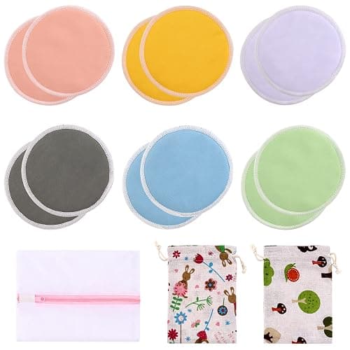 Lictin 12 pcs (6 Pairs) Nursing Pads Set Nursing Pads Washable Organic Bamboo Nursing Pads Reusable Nursing Pads Washable Soft Absorbent Nursing Pads with 1 Laundry Bag and 2 Organza Bags - Image 1