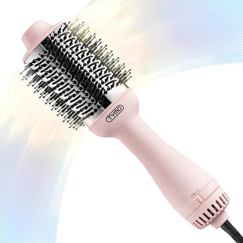 TYMO Hair Dryer Brush Blow Dryer Brush in One, 4 in 1 Ionic Hairdryer and Styler Volumizer with Oval Titanium Barrel, Hot Air Straightener for Smooth Frizz-Free Blowout, Pink, 2.85 Inch - Image 1