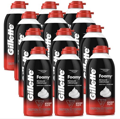 Gillette Foamy Regular Shaving Cream, Pack of 12, 11 oz each - Image 1