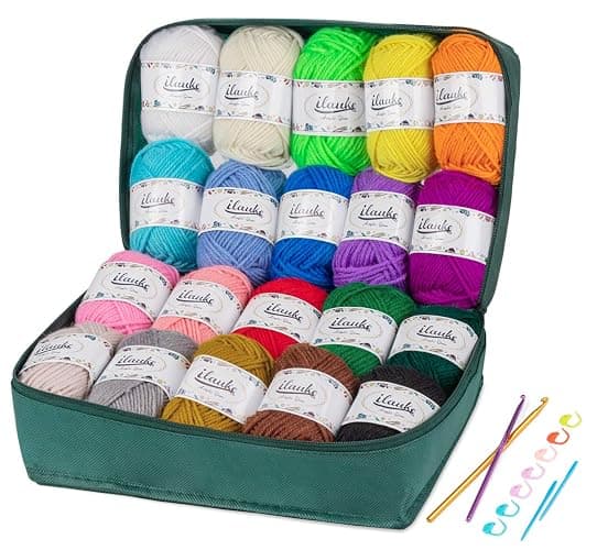 ilauke Crochet Yarn 20 Colours x 30 g Hand Knitting Yarns, Acrylic Wool for Knitting, Crochet and Crafts - 20 colours x 30 g - Image 1