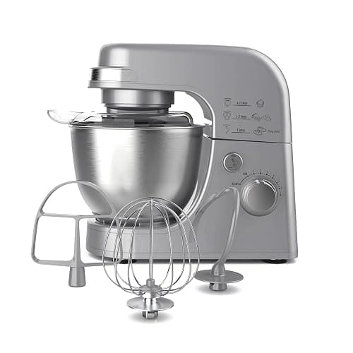 Hamilton Beach Electric Stand Mixer, 4 Quarts, Dough Hook, Flat Beater Attachments, Splash Guard 7 Speeds with Whisk, Silver - Image 1