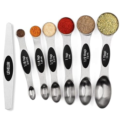 Magnetic Measuring Spoons Set Stainless Steel with Leveler, Stackable Metal Tablespoon Measure Spoon for Baking, Cups and Spoon Set Kitchen Gadgets Apartment Essentials Fits in Spice Jars - Image 1