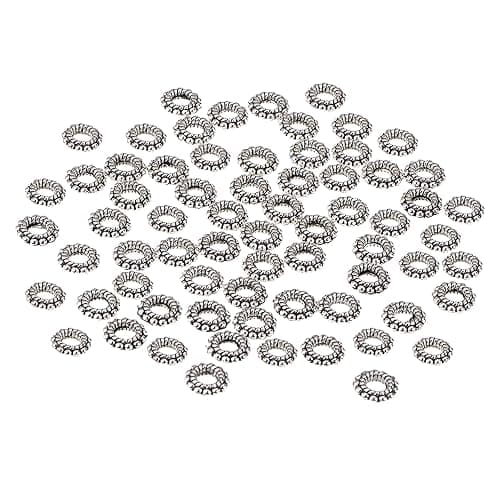PH PandaHall 200pcs Large Hole Spacer Beads Tibetan Alloy Antique Silver Donut Rondelle Jewelry Spacers for Bracelet Jewelry Making, 8x2mm, Hole: 3mm - Image 1