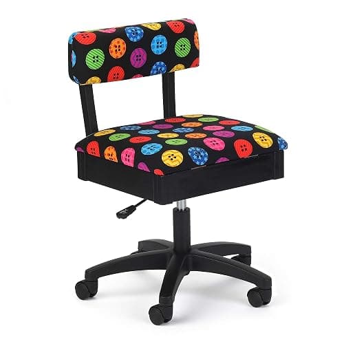 Arrow Sewing H8013 Adjustable Height Hydraulic Sewing and Craft Chair with Under Seat Storage and Printed Fabric, Bright Button Fabric Print - Bright Button Fabric Print - Image 1