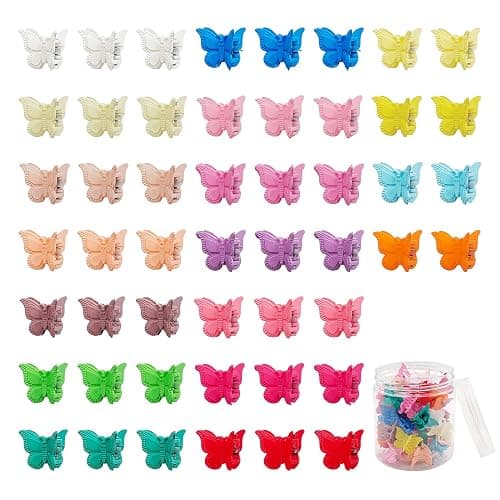 50 Packs Assorted Color Butterfly Hair Clips, Beautiful Mini Butterfly Hair Clips Hair Accessories for Women and Girls (Solid Color) - Solid Color - Image 1