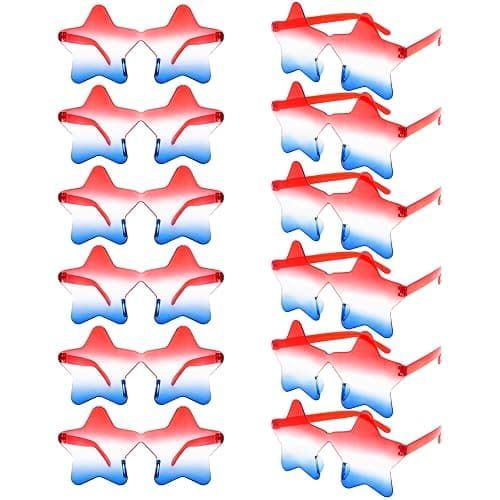 4th of July Star Glasses 12 Pairs Fourth of July Party Favors Red Blue White American Flag Sunglasses for Kids Women Independence Day Gifts Patriotic Sunglasses for Pool Party in USA Decorations - Image 1