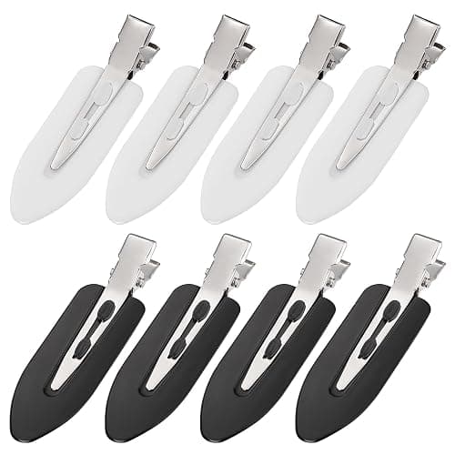 8Pcs No Bend No Crease Hair Clips - Styling Duck Bill Clips Alligator Hair Barrettes for Styling Sectioning Small Gifts for Women Girl Salon Hairstyle Hairdressing Bangs Waves, Black & White - Image 1