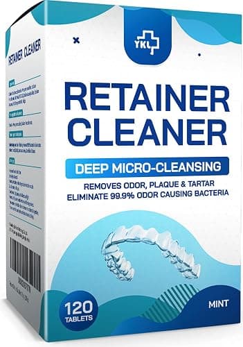 Retainer & Denture Cleaner Tablets - 4 Months Supply (120 pcs) Dental Retainers for Aligner - Mouth & Night Guards - False Teeth Whitening - Removes Odor & Plaque (120 Pcs) - Image 1