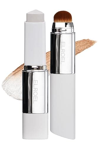 ELROEL Blanc Cover Cream Stick V White - Korean Color-Changing Foundation Stick with Volufiline - Medium to Full Coverage Dewy Finish Base Makeup - Dual-Ended with Detachable Brush (203 Medium) - 203 Medium - Image 1