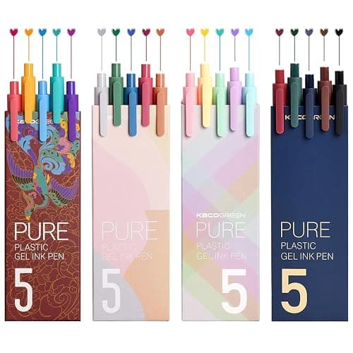 Kaco Gel Pens 20 Assorted Color Ink 0.5mm Fine Point, Cute Stationery Journaling Note Taking Pens Retractable Office Supplies - Image 1