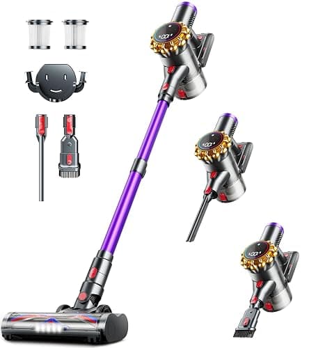 Cordless Vacuum Cleaner,Upgraded 550W 45KPA 60Mins Vacuum Cleaners for Home,Self-Standing Stick Vacuum with LED Display,8 in 1 Lightweight Anti-tangle Wireless Vacuum for Pet Hair Carpet Hard Floors - Image 1