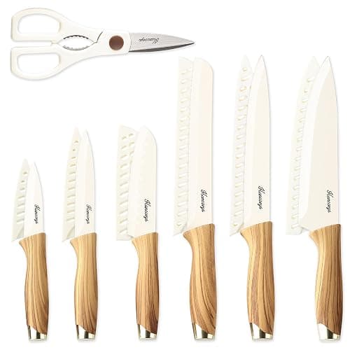 Hancorys Knife set, 13 Pieces Kitchen Knives Set, Nonstick Ceramic Anti-Rust Coating and Blade Guard, Holiday Gifts for Kitchen, Camping Essentials - Image 1