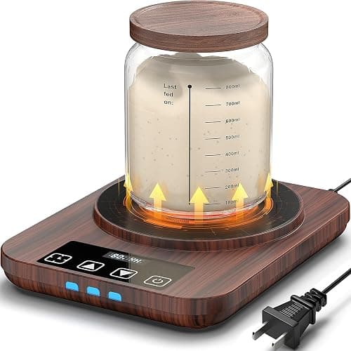 Electric Sourdough Starter Warmer, Upgrade Warming Heating Pad Mat for Sour Dough Starter, Sourdough Heater Proofing Tool for Home Baking with Thermostat Control, Timing, Memory Function (Wood Grain) - Image 1