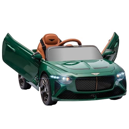 HOMCOM Bentley Bacalar Licensed, 12V Kids' Electric Ride-On with Remote Control, Battery Powered Electric Car for Kids with Suspension Wheels, Horn, Lights, for Ages 3-5 Years - Green - Image 1